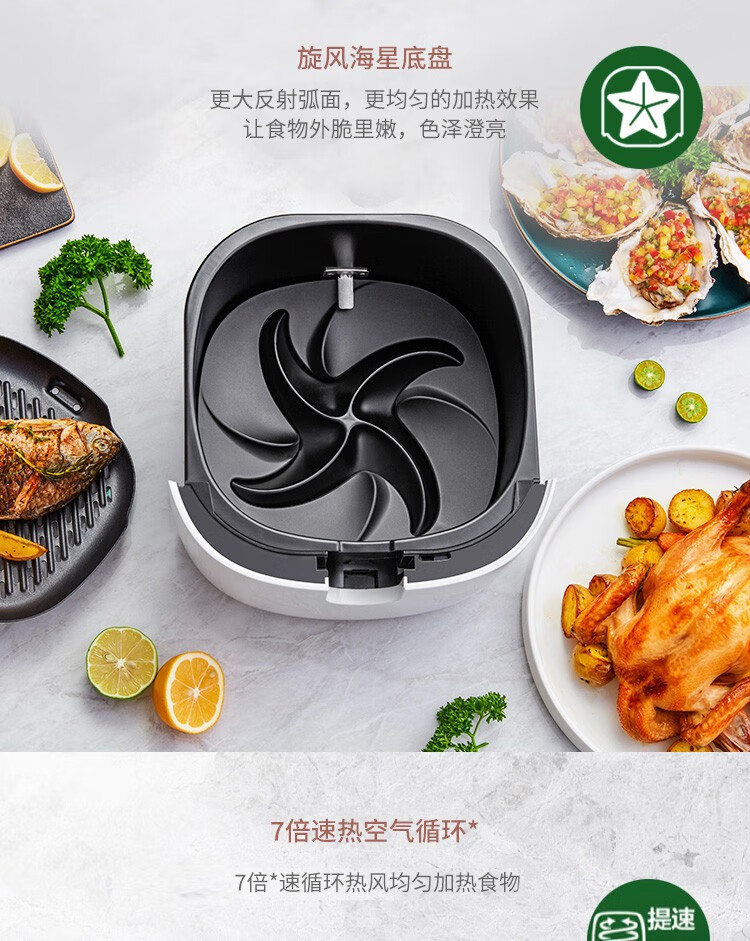飞利浦(philips) 空气炸锅 无油低脂 多功能4.