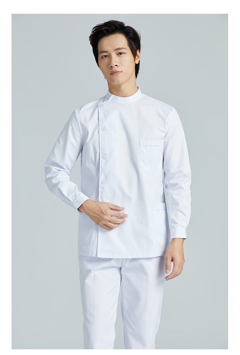 牙医口腔科医生工作服冬季男护士服短袖分体套装白大褂短款长袖立领一