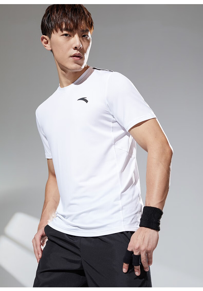 安踏运动套装男士短袖两件套t恤夏季新款健身跑步服篮球服男子梭织