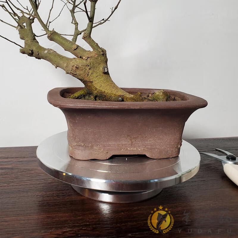 盆景旋转工作台铝合金盆景底座转盘多肉造型旋转台手动操作台盆景用的