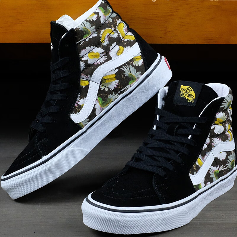 vans范斯男鞋女鞋 sk8-hi高帮小雏菊印花运动鞋复古时尚高帮休闲鞋