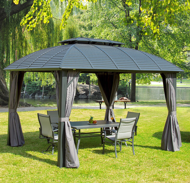 梓晴户外休闲帐篷花园露台铝合金凉亭欧式四柱亭室外别墅宅院简约设计