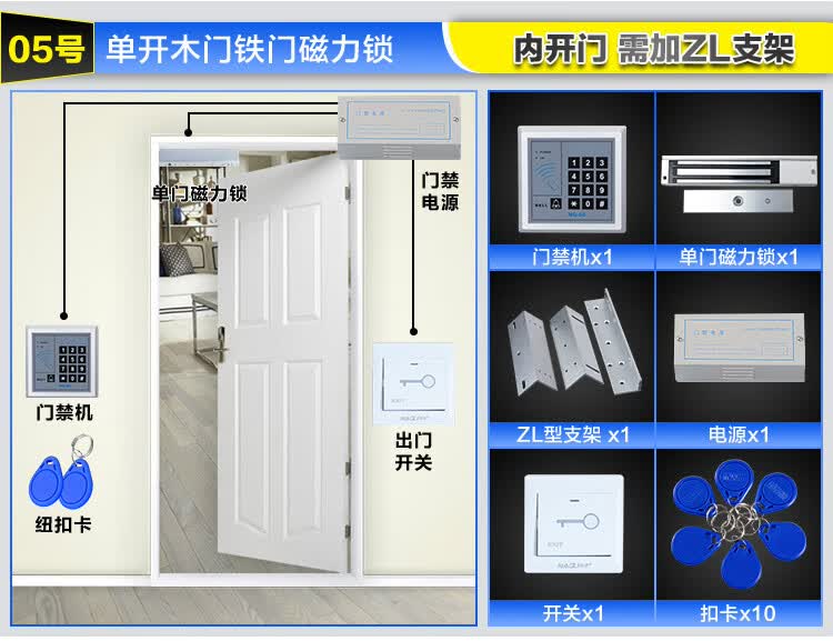 磁吸门锁刷卡电子门禁系统套装电磁锁玻璃门磁力锁双门密码锁门禁机