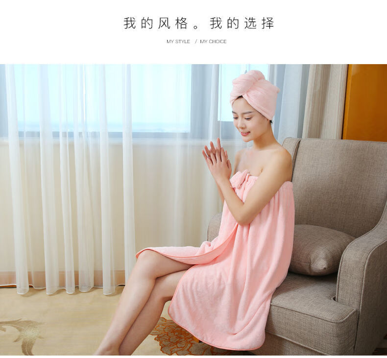 38296-Vieruodis 浴裙干发帽吸水速干长发吸水毛巾擦头发洗头帽女浴帽干发巾 紫色+蓝色 双层加厚款-详情图