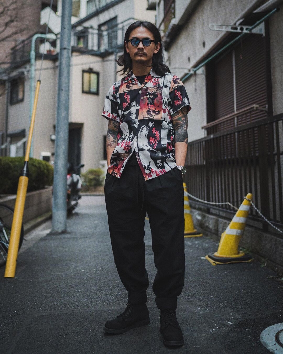 2020夏季新款wackomaria20ss无仁义之战夏夏威夷涂鸦男女衬衫浅黄色s