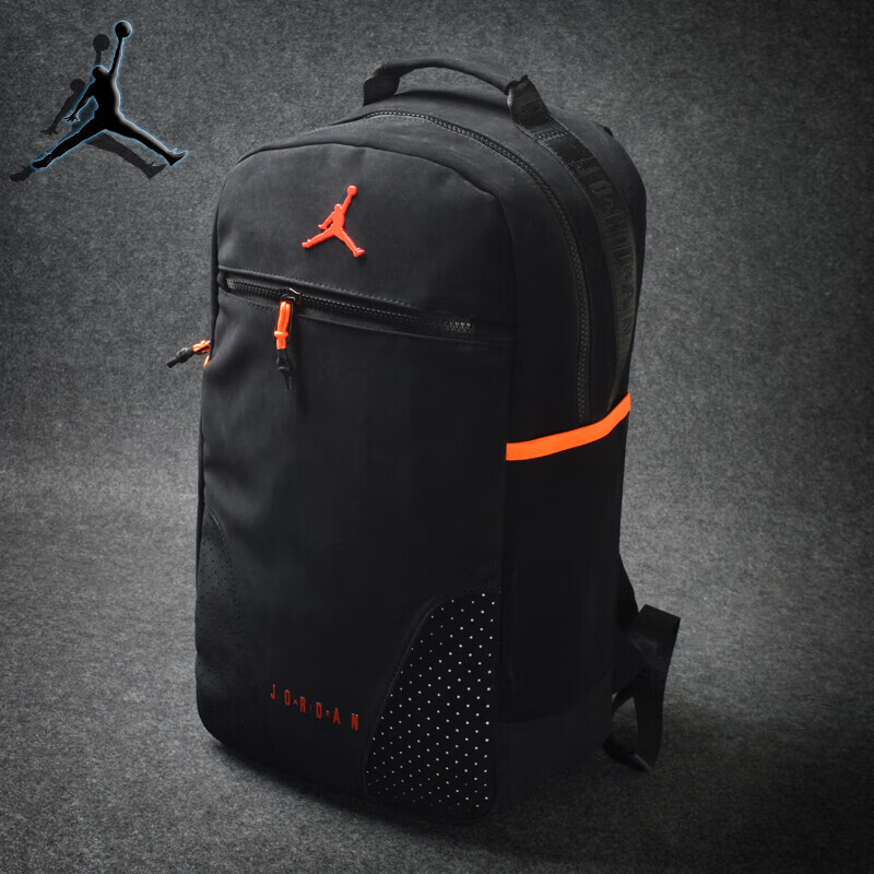 新款乔丹双肩包aj男女背包初高中学生书包旅行包运动时尚电脑包 黑色