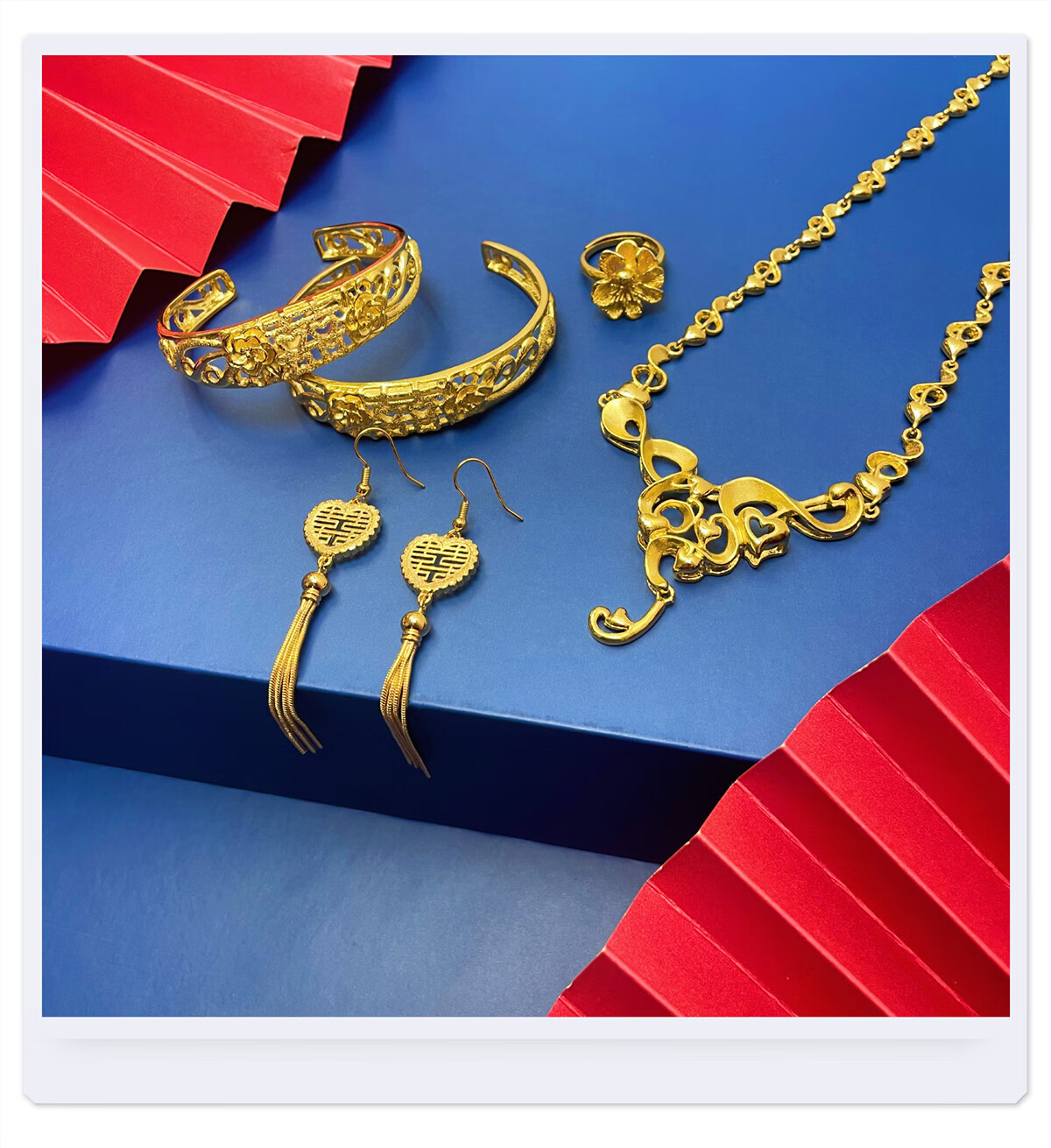 霸气花蕾越南沙金项链新娘结婚镀金手镯镀金龙凤项链婚嫁套装三金首饰