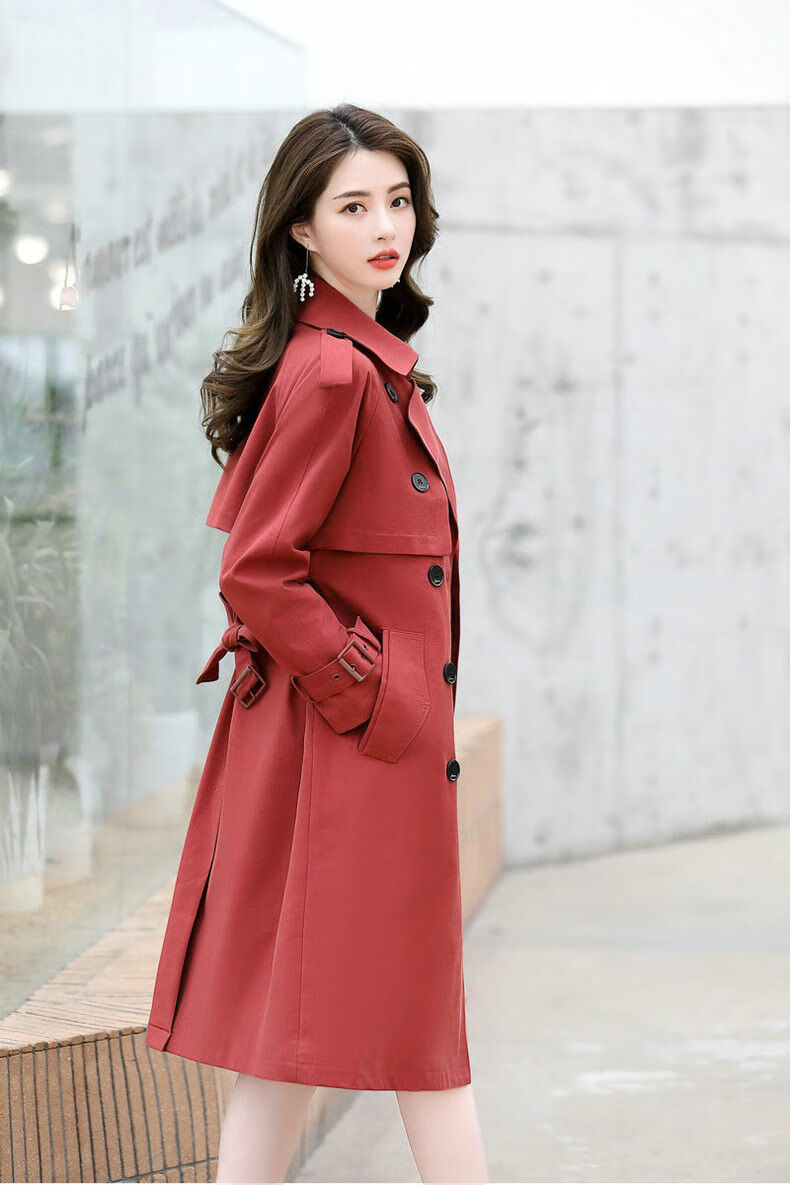 芈娜魅风衣女中长款2020秋冬季新品新款韩版修身过膝小个子显瘦气质