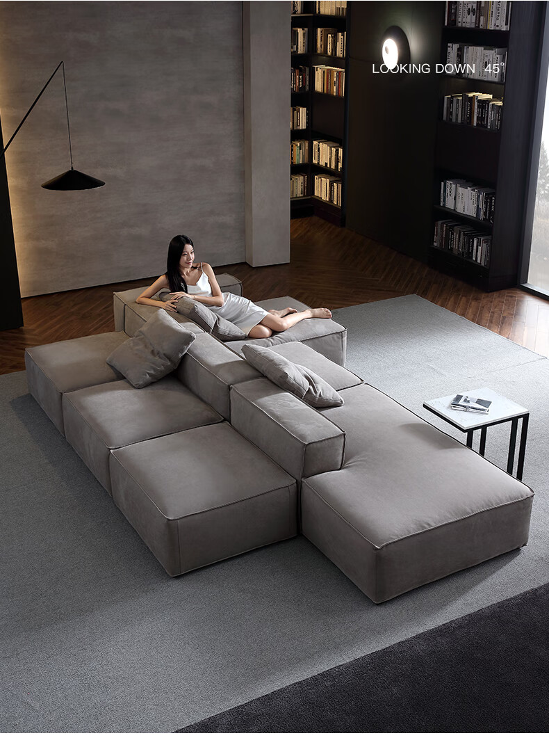 风羽谷 沙发 双面沙发客厅背靠背两面双向方块风磨砂科技布落地豆腐块