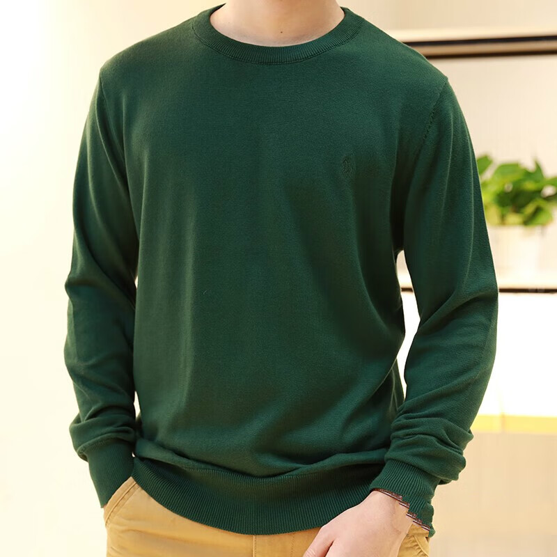 美国保罗针织衫男春秋新款经典高端马标刺绣毛衣男山羊绒柔软舒适纯色