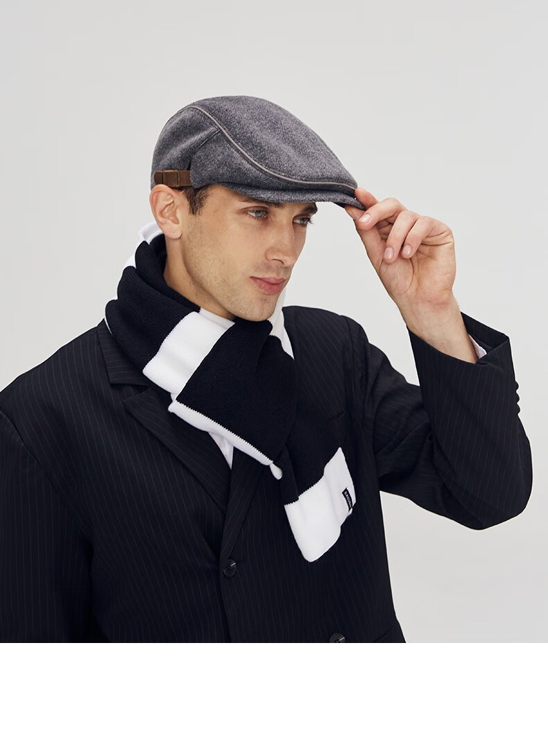 cacuss鸭舌帽男士贝雷帽羊毛帽子男英伦风复古画家帽老人帽zp0058藏青