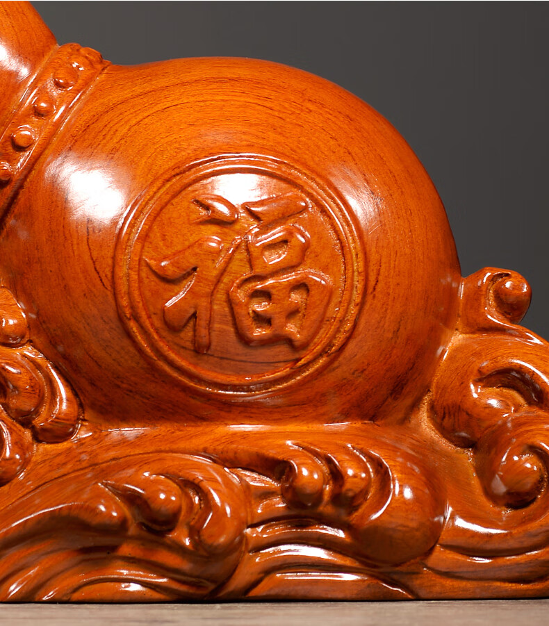 曹堂花梨木雕刻福禄葫芦摆件如意吉祥实木客厅工艺品装饰乔迁新居礼品