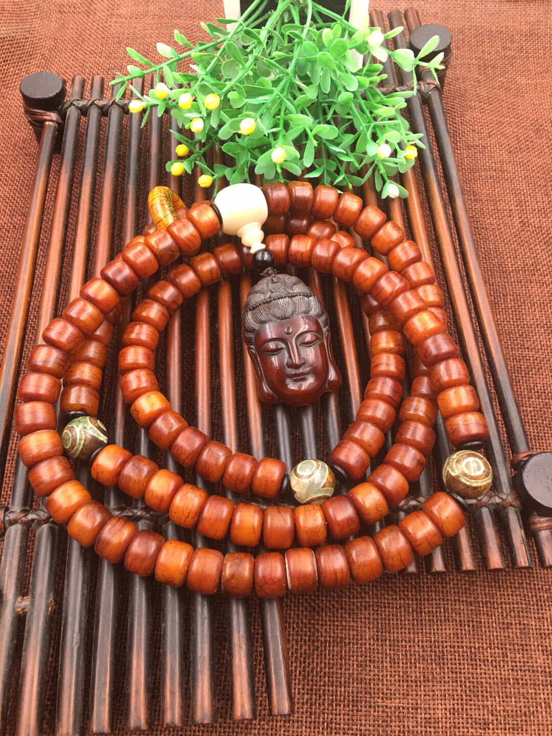 西藏牦牛骨108颗观音头脖挂骨头灵骨佛珠转运牛角男女菩提97送四颗备