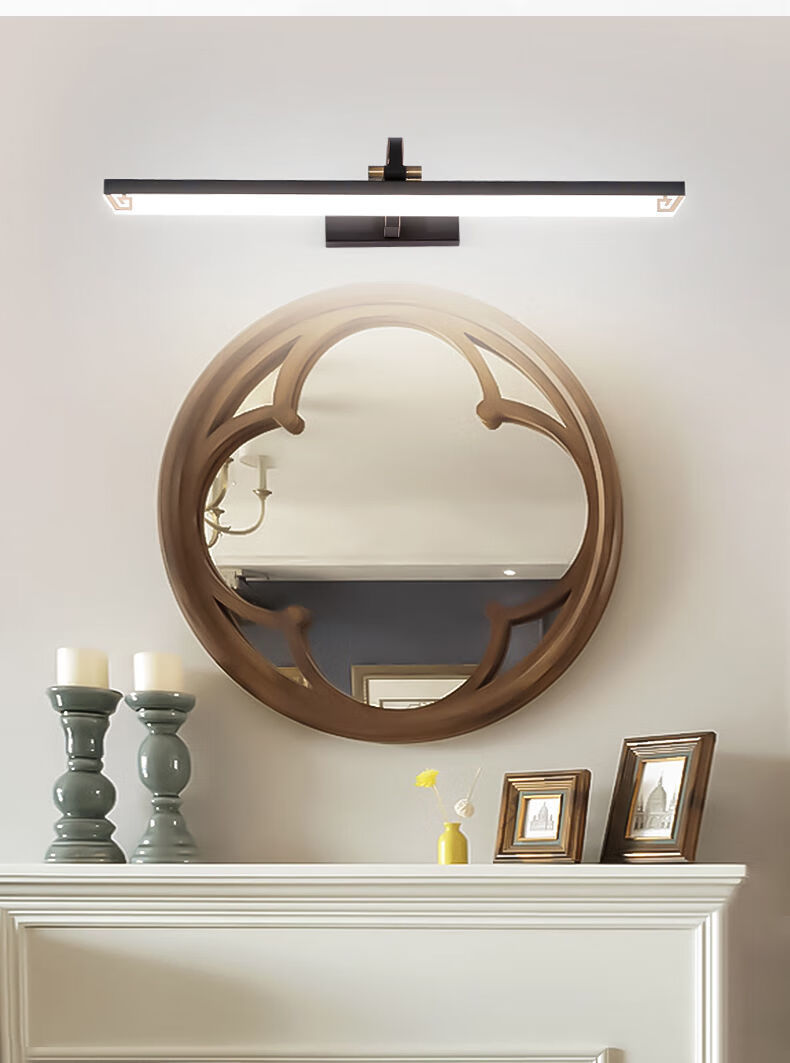 新中式卫生间镜前灯led浴室柜简约镜子复古黑扫金镜柜专用化妆灯小号9