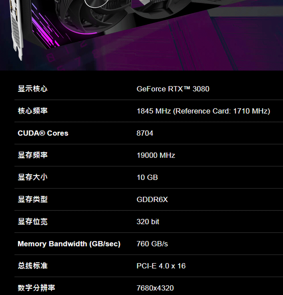 技嘉(gigabyte)rtx3080大雕 超级雕 猎鹰/魔鹰/雪鹰 10g 电脑游戏设计