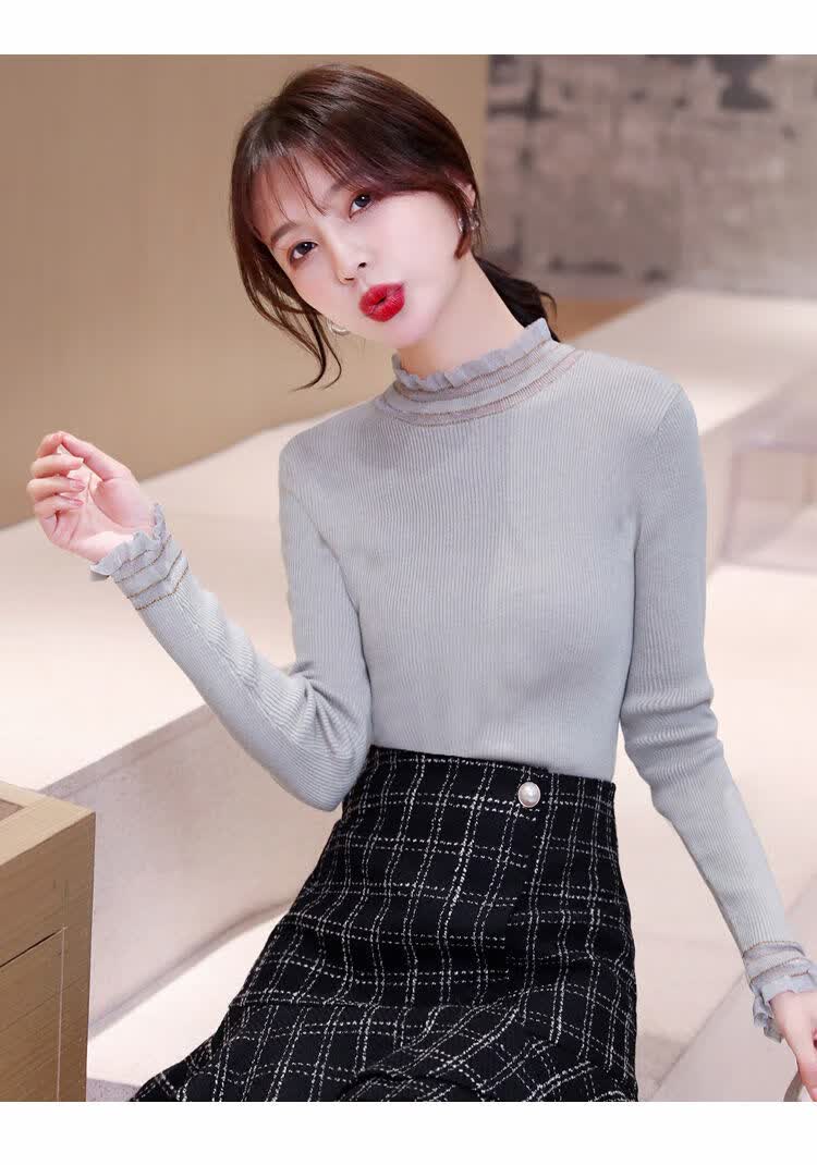 禾百纳 2020秋冬款加厚加绒针织打底衫女士毛衣女装秋冬装潮上衣修身