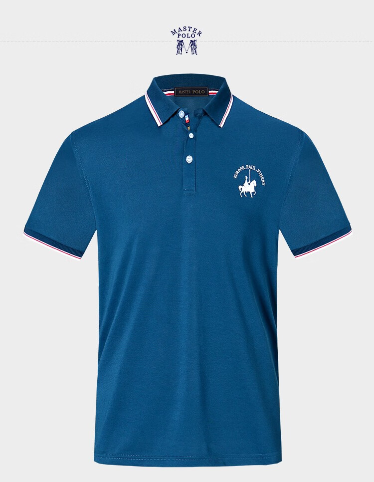 美国保罗polo衫男式短袖2020夏季新款t恤休闲纯色翻领上装 钴蓝 xxl