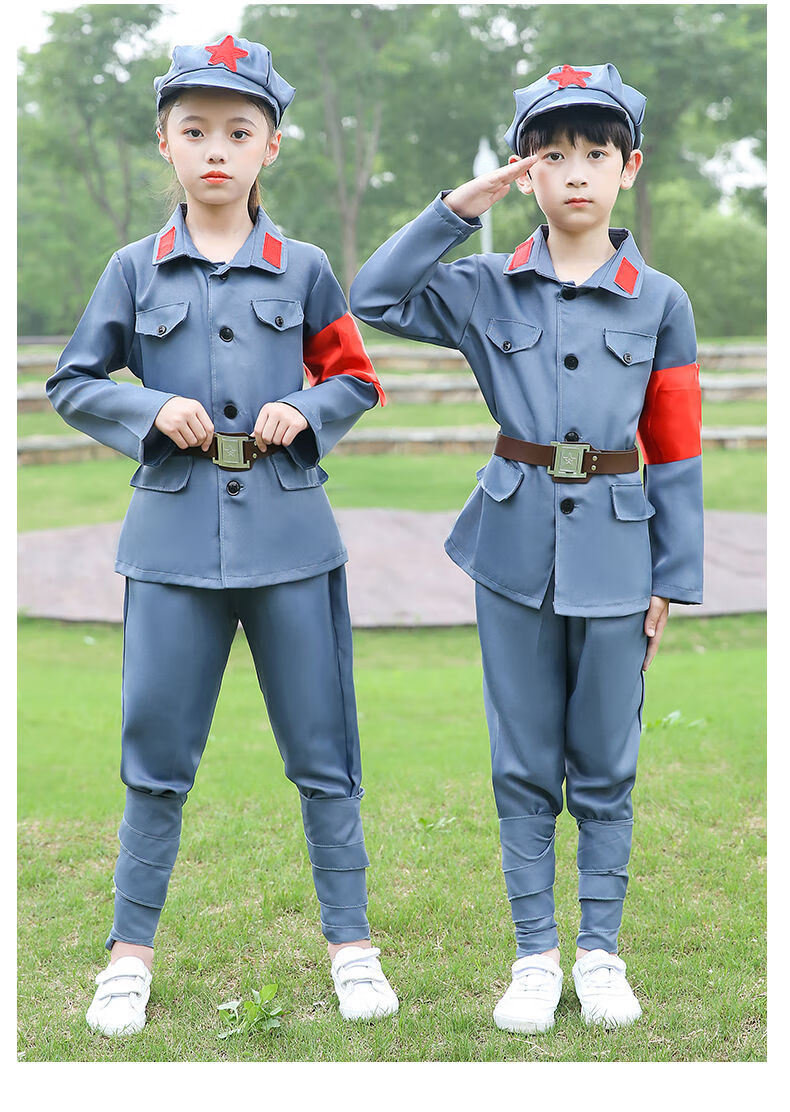 花音畔六一儿童节幼儿园男孩装扮服装八路军衣服小红军演出服女孩表演