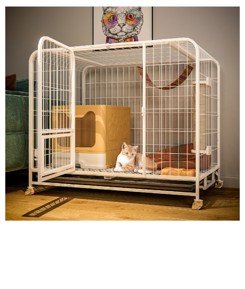 猫笼子别墅家用室内超大自由空间大型猫屋猫舍大号猫咪公寓宠物笼 黑