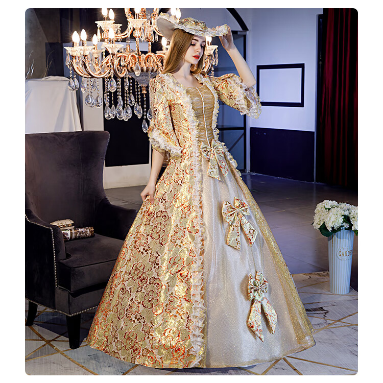 欧式宫廷礼服演出服女中世纪英国宫廷服装开场舞大裙摆仙女欧洲宫廷服
