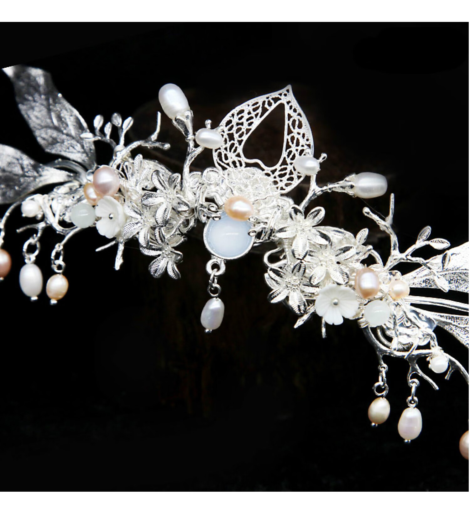 古风发簪步摇汉服流苏头饰发饰仙气后压发冠顶簪灵均 z-1【灵均】流苏