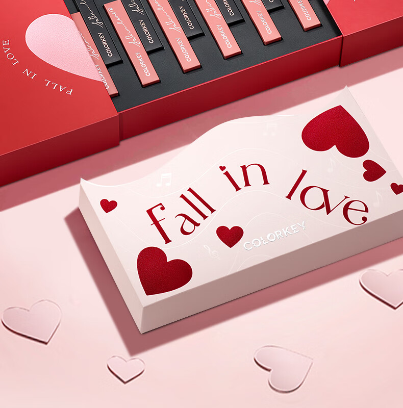 珂拉琪(colorkey) 珂拉琪坠入爱盒礼盒空气唇釉口红礼盒 丝绒镜光情人