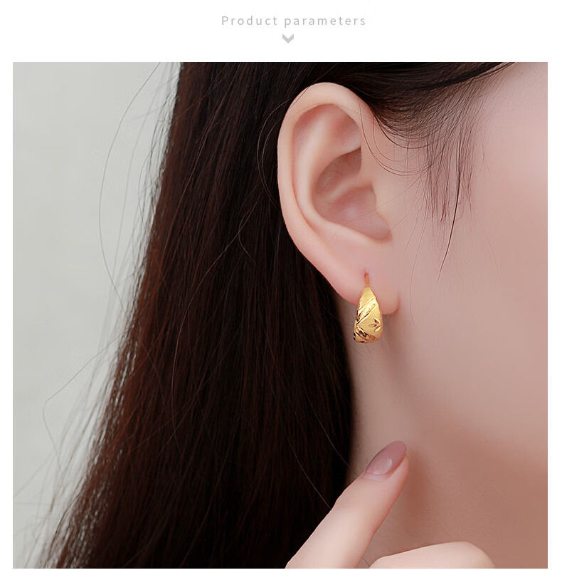 老凤凰黄金耳环中老年款999足金耳饰时尚车花工艺闪耀送妈妈送礼物