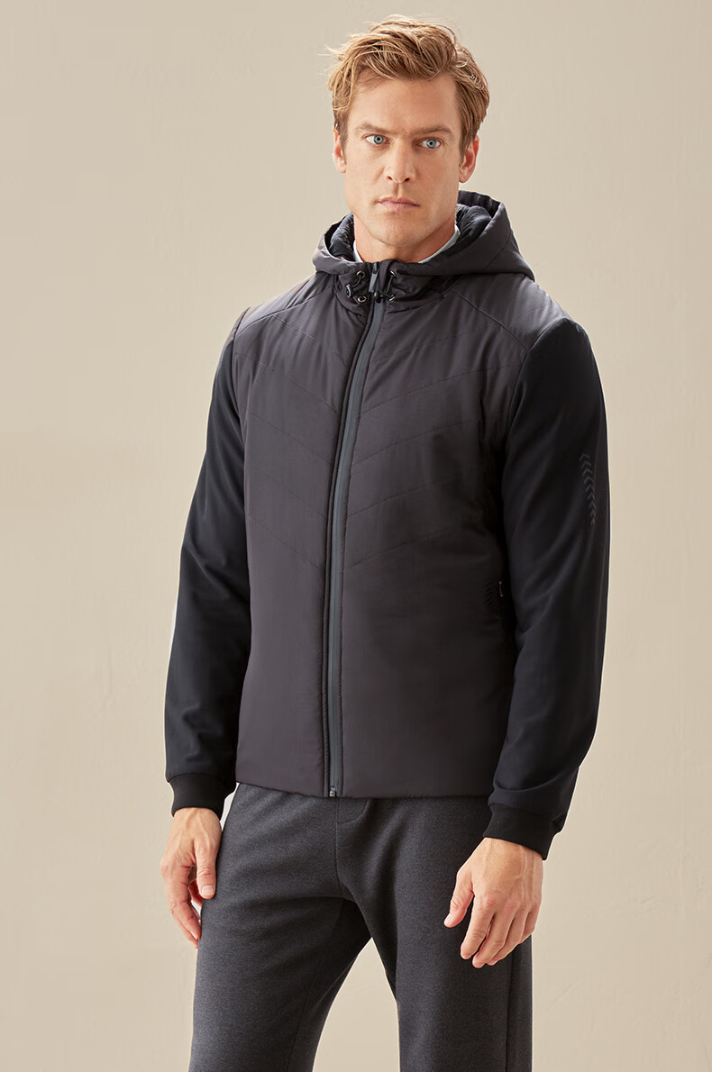 爱慕先生外套男士20aw酷感运动拉链长袖外套ns62d961 黑色 185