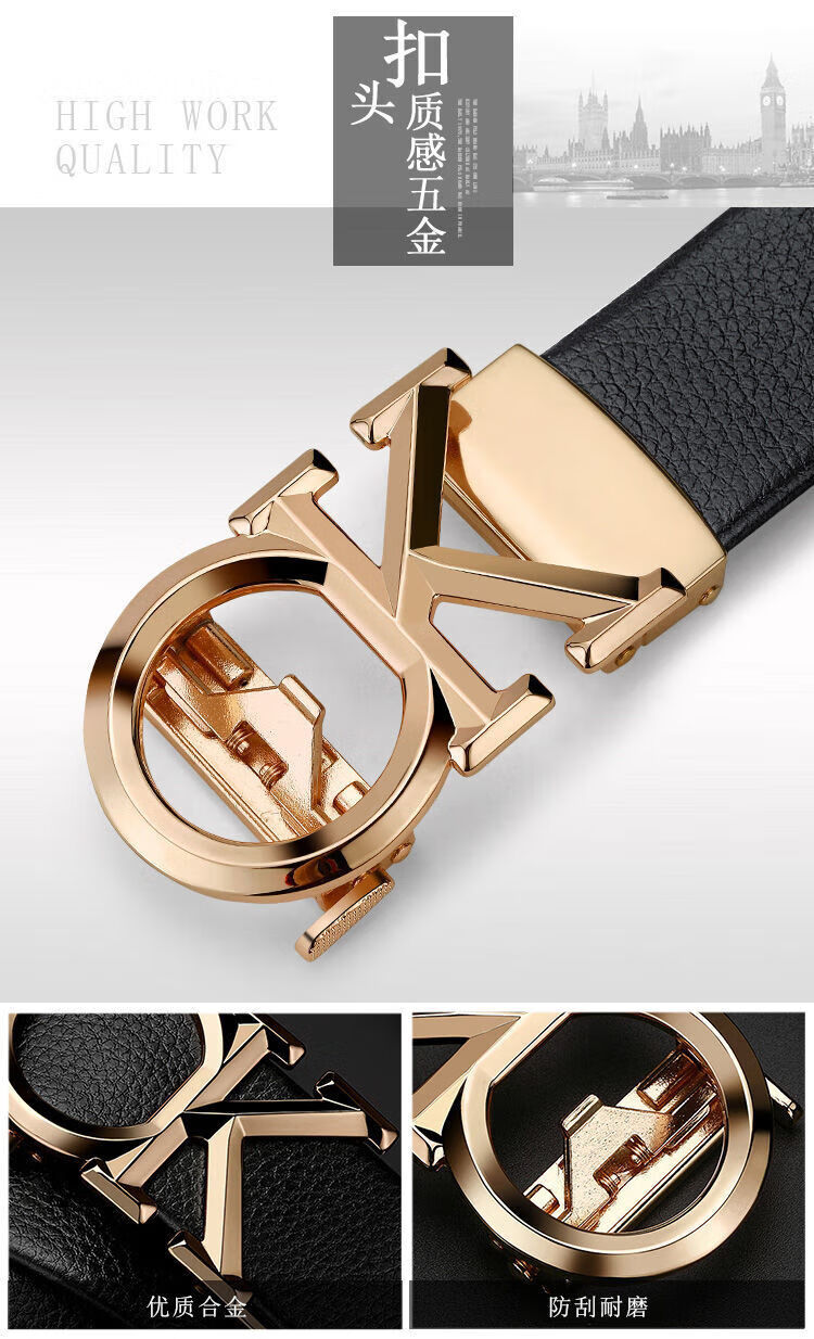 forf联名ck男士皮带真牛皮自动扣腰带时尚真皮裤带男百搭韩版商务