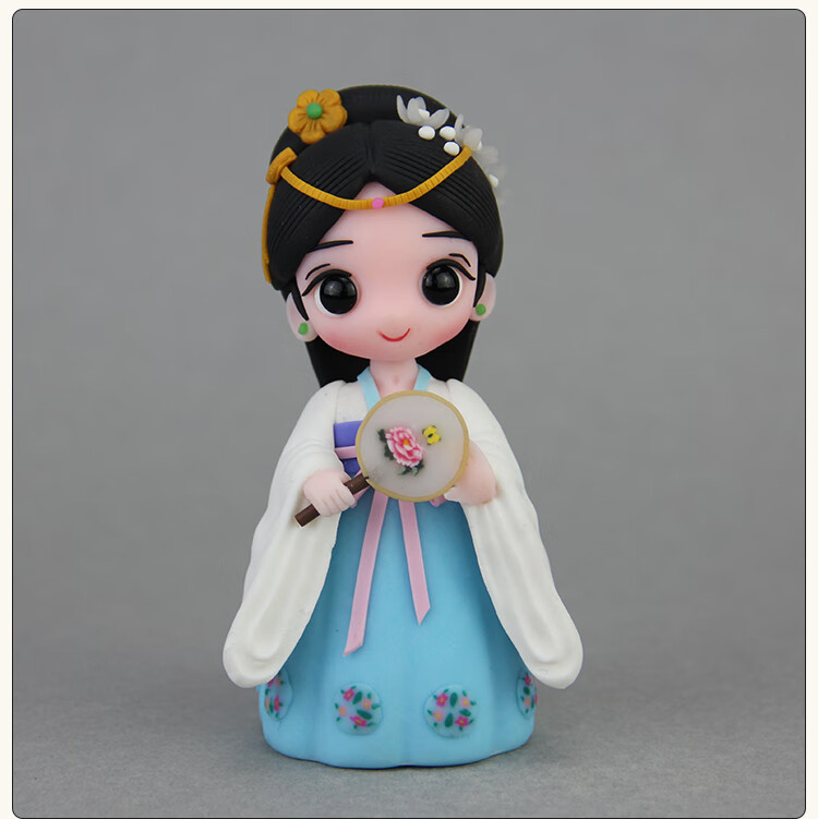 泥人张泥塑 软陶泥人汉服公主手办汉服玩偶玩具泥塑摆件手工diy给女孩