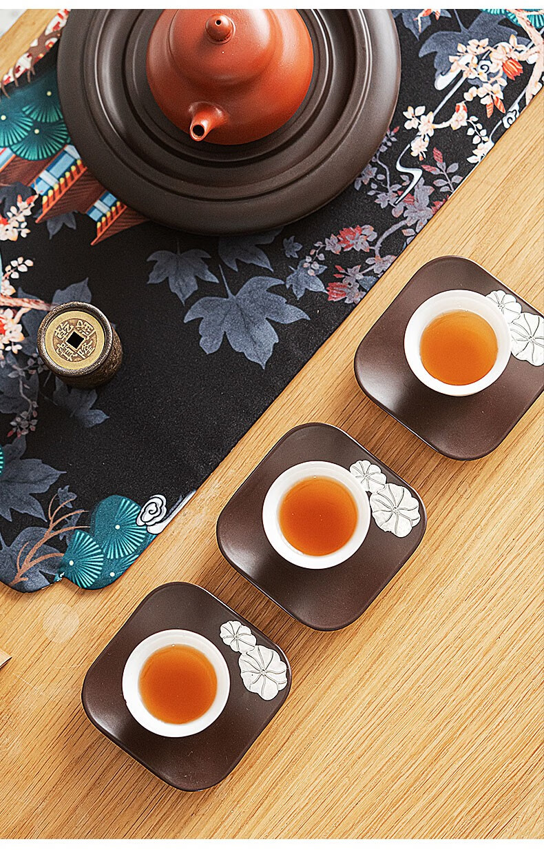 绚静电木实木茶垫杯垫茶杯垫子复古国风茶道功夫茶器茶杯托茶托创意
