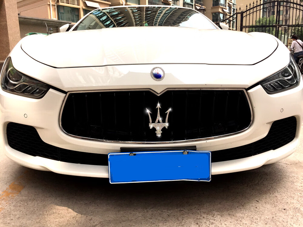 玛莎拉蒂车标贴玛莎拉蒂车标钻石贴总裁ghibli吉博力改装个性装饰车贴