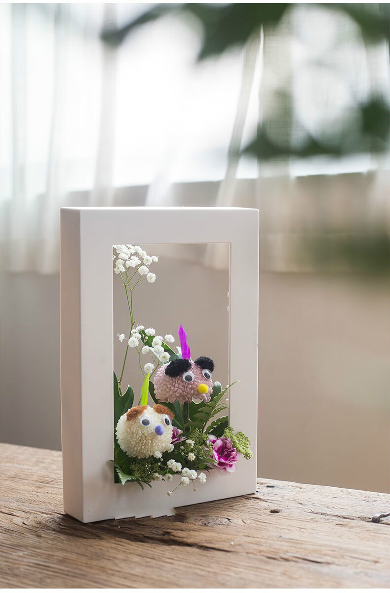 小原流相框画框花器客厅卧室壁挂桌面日式花道花艺创意塑料插花虎雀