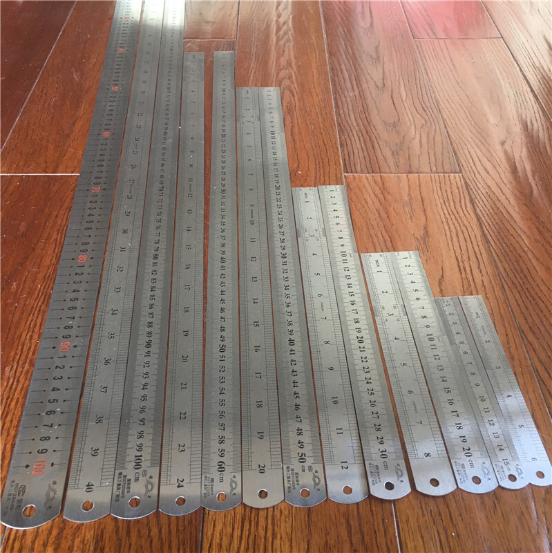 钢尺加厚钢尺1米不锈钢直尺钢板尺子公英制双面直尺2米尺15cm钢尺1把