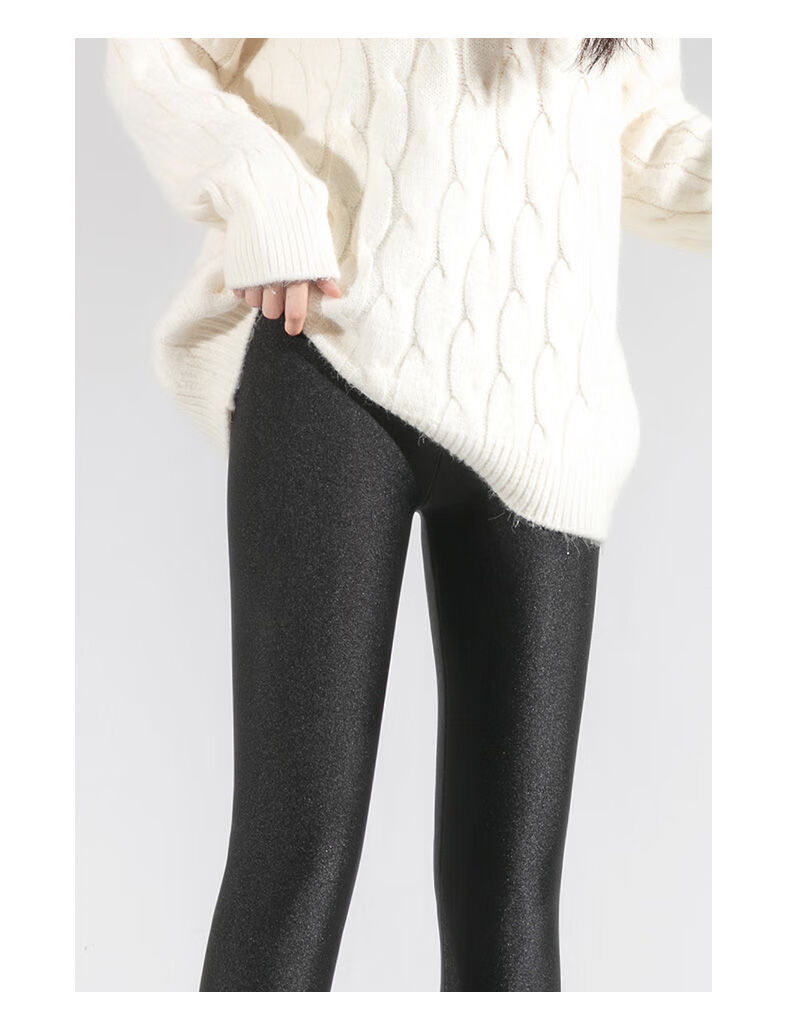 清仓捡漏浪莎同款 新品光泽裤加绒加厚打底裤冬天外穿保暖裤超厚高腰