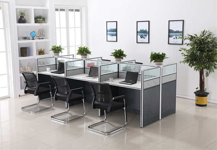 索讯科4人位集体办公桌定制屏风隔断电销小卡位6人位职员办公桌工位