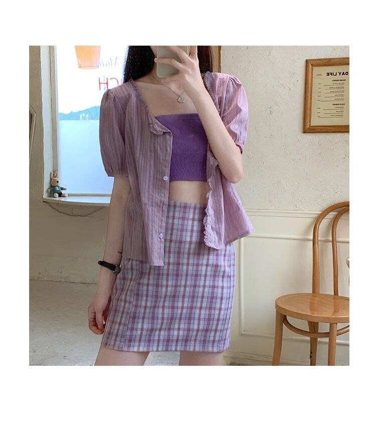 亚百鹿抹胸打底两件装夏新款韩版纯色修身外穿短款抹胸露肩吊带背心女