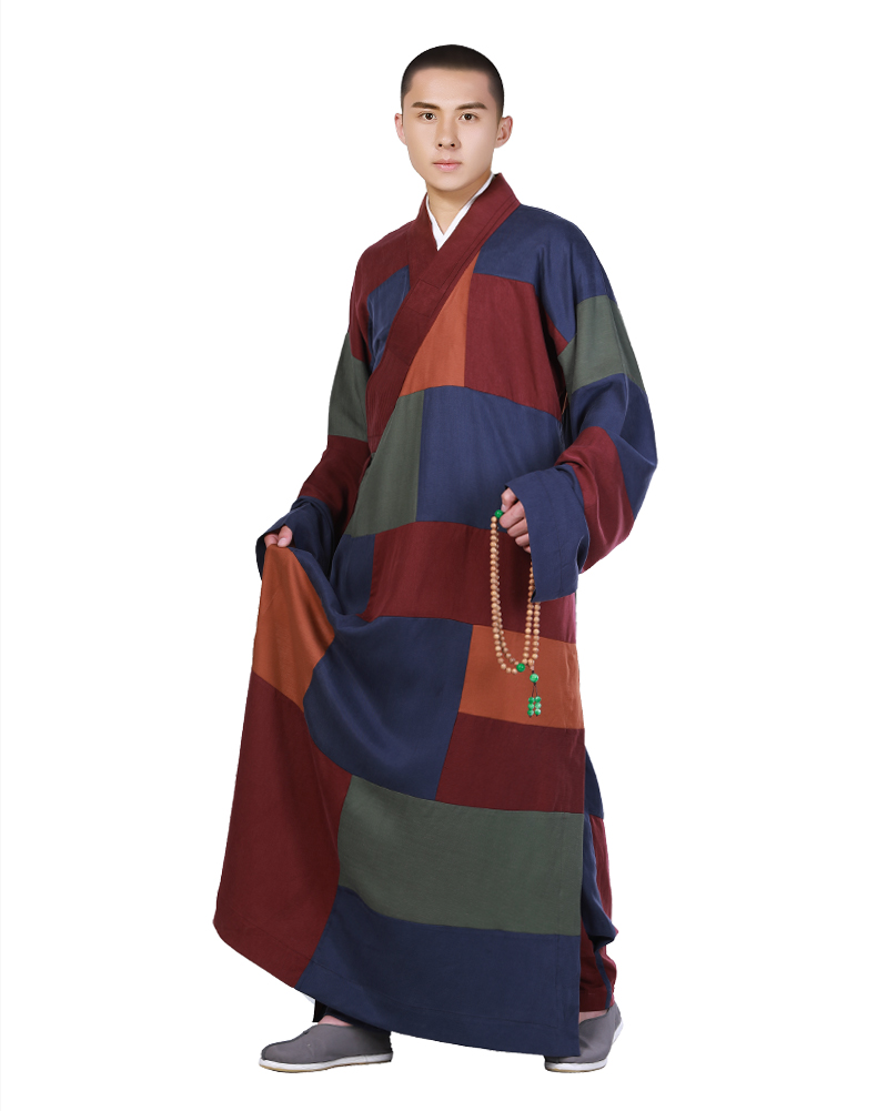 天丝百衲衣僧服长褂短褂罗汉褂僧装补丁衣拼接和尚服定制款 浅灰短褂 