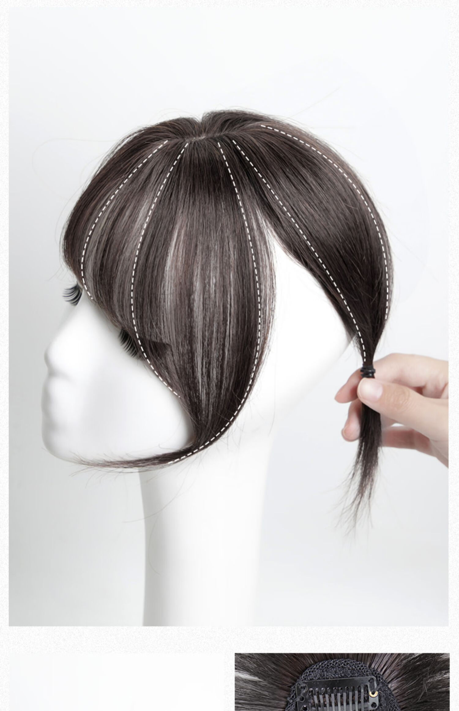 法式假刘海网红3d空气刘海自然前额假发片夏季头顶刘海假发女鬓角款