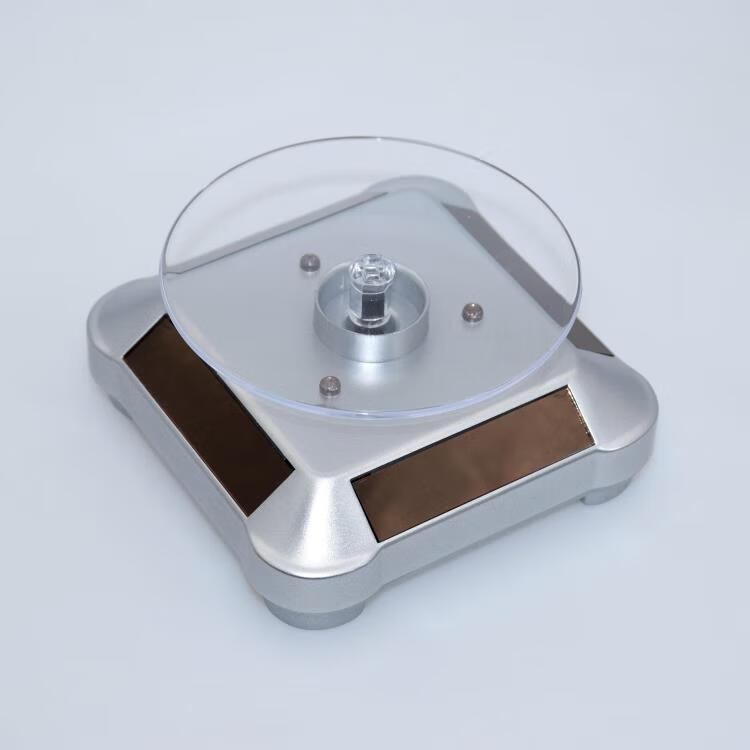 太阳能转盘展示架自动旋转托盘旋转台货架玉器珠宝首饰手串展示台金色