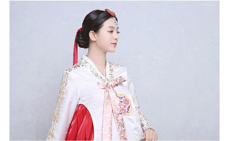 传统韩服婚服女改良韩国古装礼服大长今朝鲜服族服装1月10日发白色