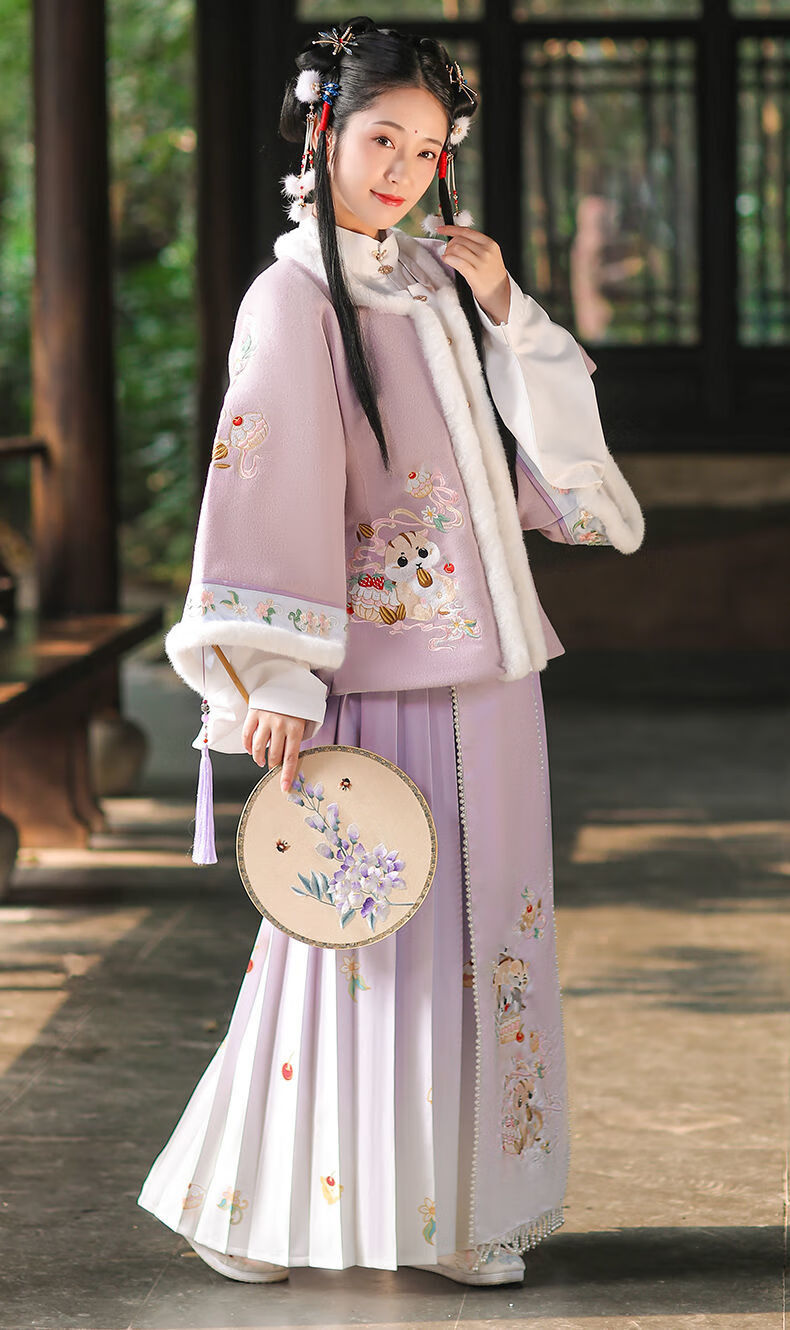 汉服女成人女学生汉服冬季汉服女成人冬装萤火虫原创汉服女明制方领