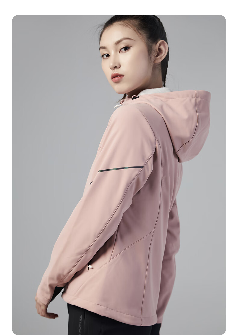 探路者外套女20秋冬新款保暖休闲上衣宽松ins潮春秋百搭抓绒外套 本白