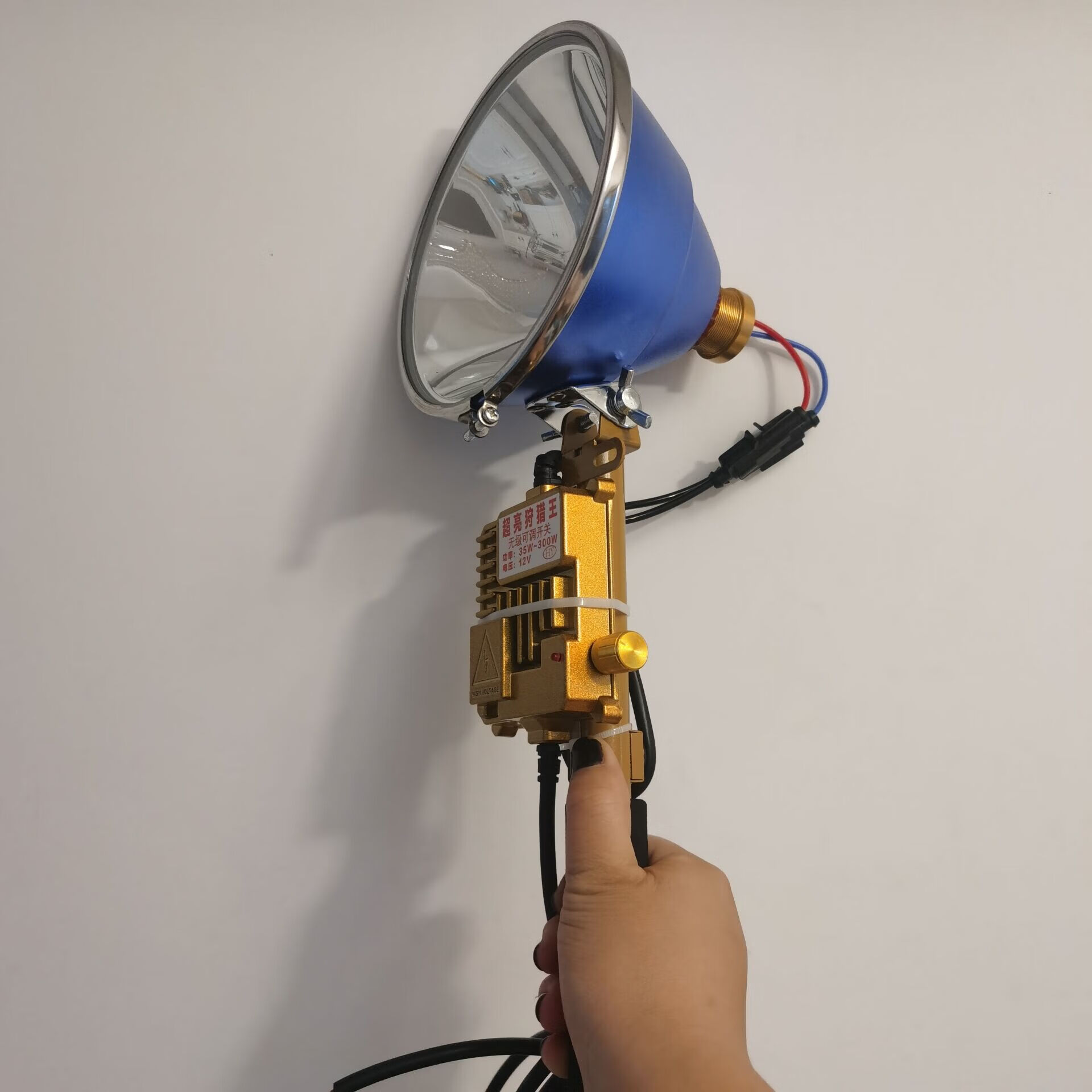 灯头灯12v外接疝气灯手持式强光氙气灯头亮远射钓鱼灯户外照明灯1000w