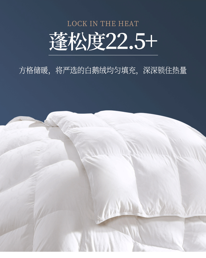 恒源祥家纺床上用品鹅绒被加厚被子双人保暖冬被波兰进口羽绒被芯95