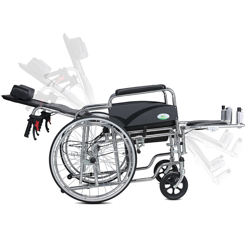 可孚 轮椅折叠全躺轻便手动轮椅车带坐便餐桌板残疾人老年人实心胎免