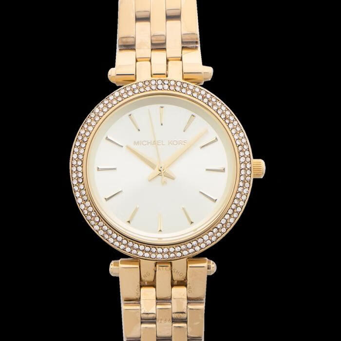 michaelkors女士石英手表腕表表盘33mm防水50m表盘排钻经典款金色mk
