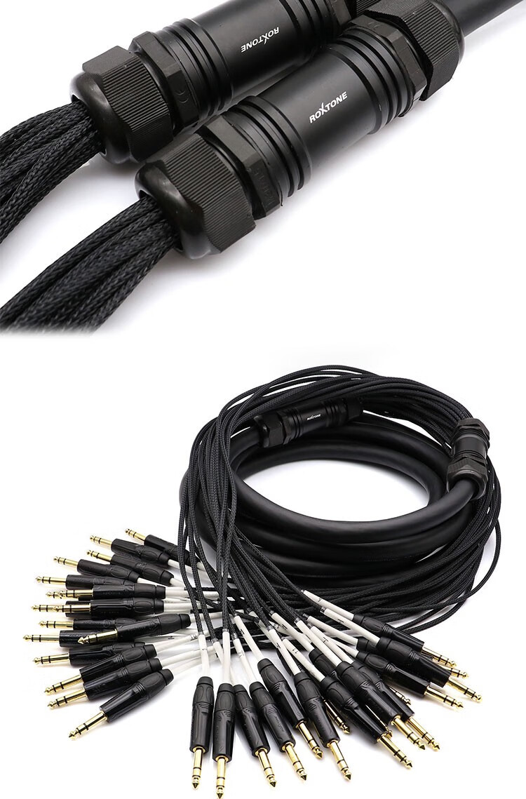 罗科斯通roxtone16路多通道音频信号线缆演出舞台音响635mm立体声trs