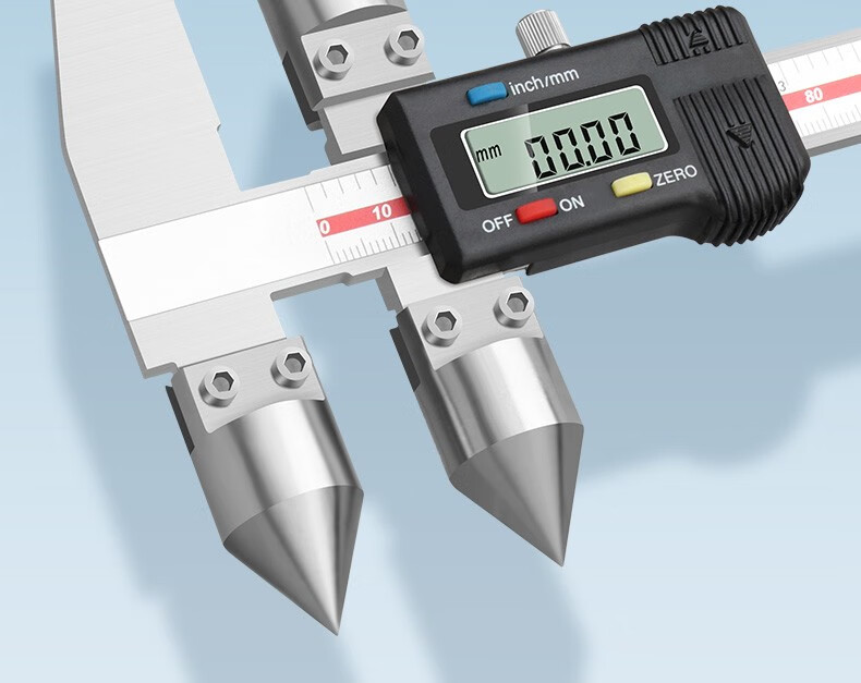 日本三量边心距中心距数显卡尺圆锥测头孔距中心线卡尺边到孔测量