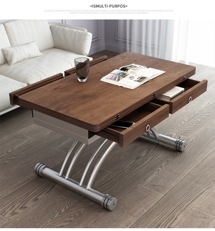 鑫盛雅茶几茶桌茶台餐桌两用客厅伸缩可升降折叠玻璃小户型多功能家具